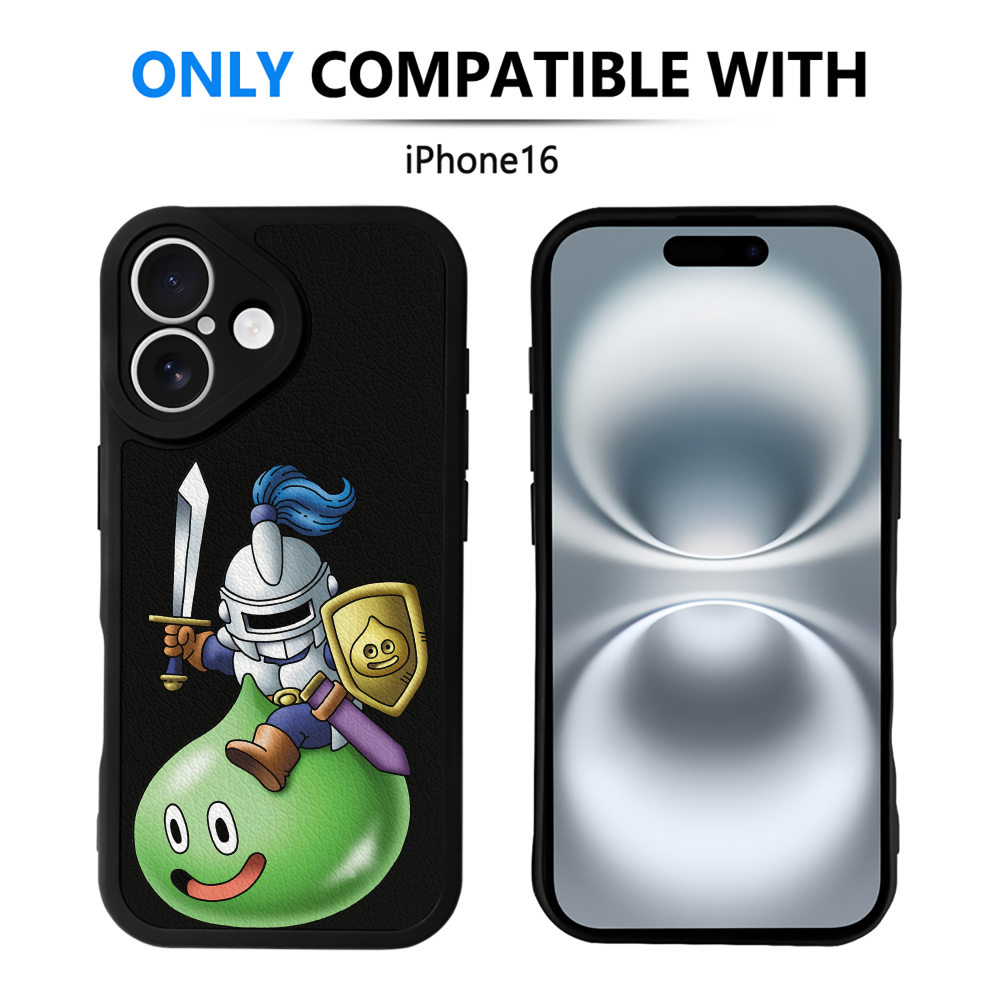 （画像用） ドラゴンクエスト Doragon Kuesuto Dragon Quest 【iPhone 16シリーズ対応】シリコンスマホケース（レザー調） 材質：シリコン